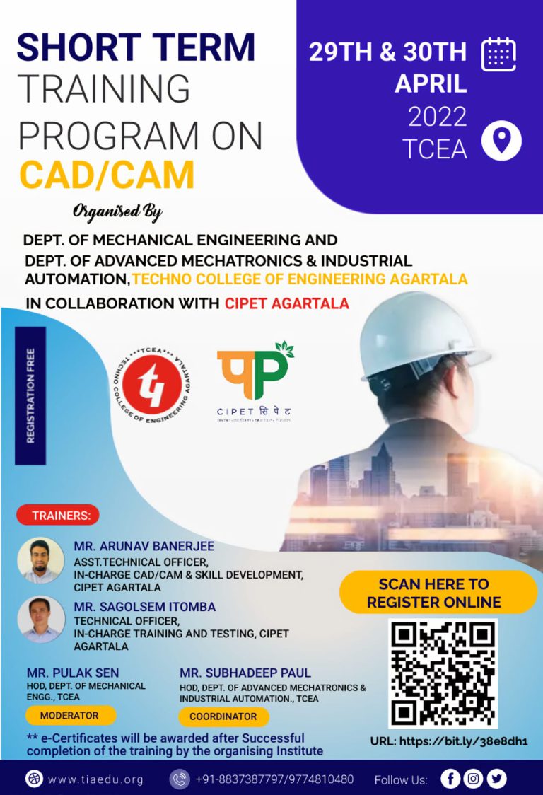 Short Term Training Program on CAD/CAM on 29th & 30th April, 2022 ...