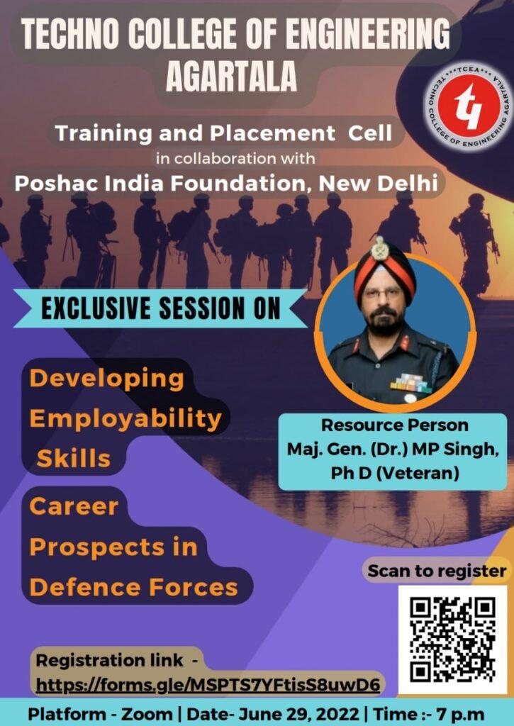 Webinar on Developing Employability Skills and Career Prospects in Armed Forces/ Defense on 29th June, 2022