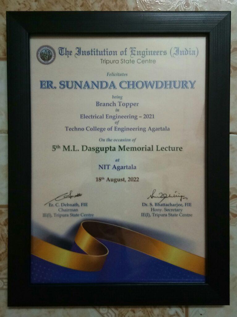 Felicitation of Er. Sunanda Chowdhury