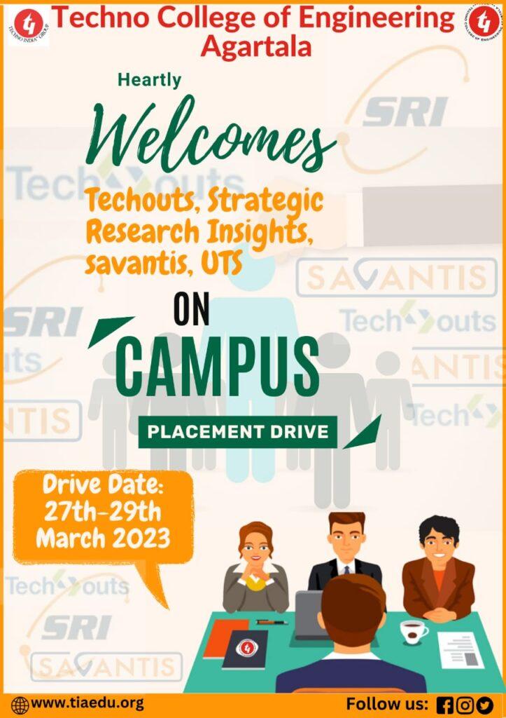 On Campus Placement Drive at TCEA from 27th-29th March ’23
