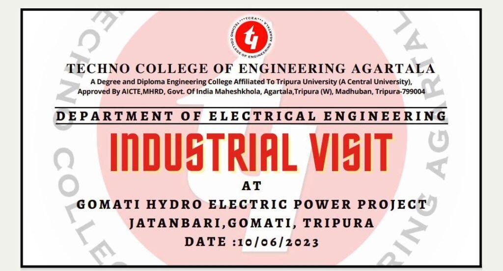 An Industrial Visit by the students of 8th semester of the Department of Electrical Engineering, Techno College of Engineering Agartala to the HYDRO ELECTRIC POWER PLANT, Jatanbari, Gomati district on 10/06/2023