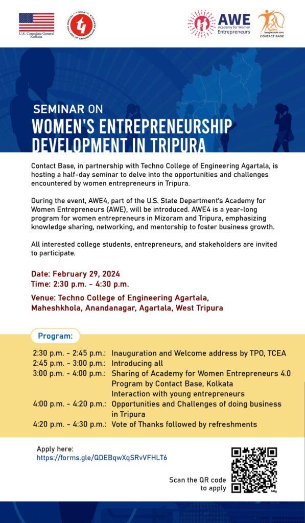 One day seminar on Women’s entrepreneurship development in Tripura at TCEA campus on 29/02/2024