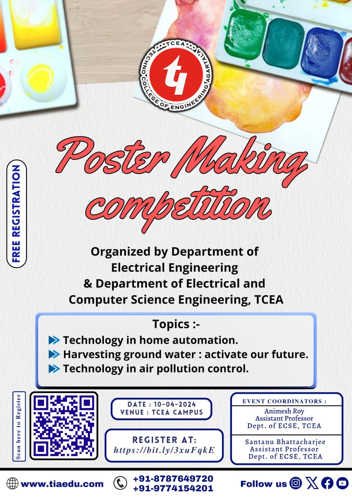 “POSTER MAKING COMPETITION” organized by Department of Electrical Engineering and Department of Electrical & Computer Engineering at TCEA on 10/04/2024
