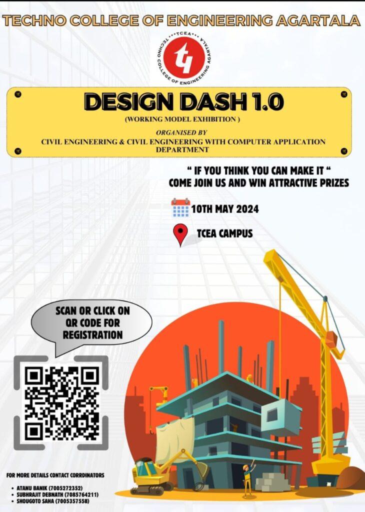 PHYSICAL MODEL EXHIBITION COMPETITION “DESIGN DASH 1.0” organized by the department of Civil Engineering & Department of Civil Engineering with Computer Application on May 10, 2024 at TCEA Campus.