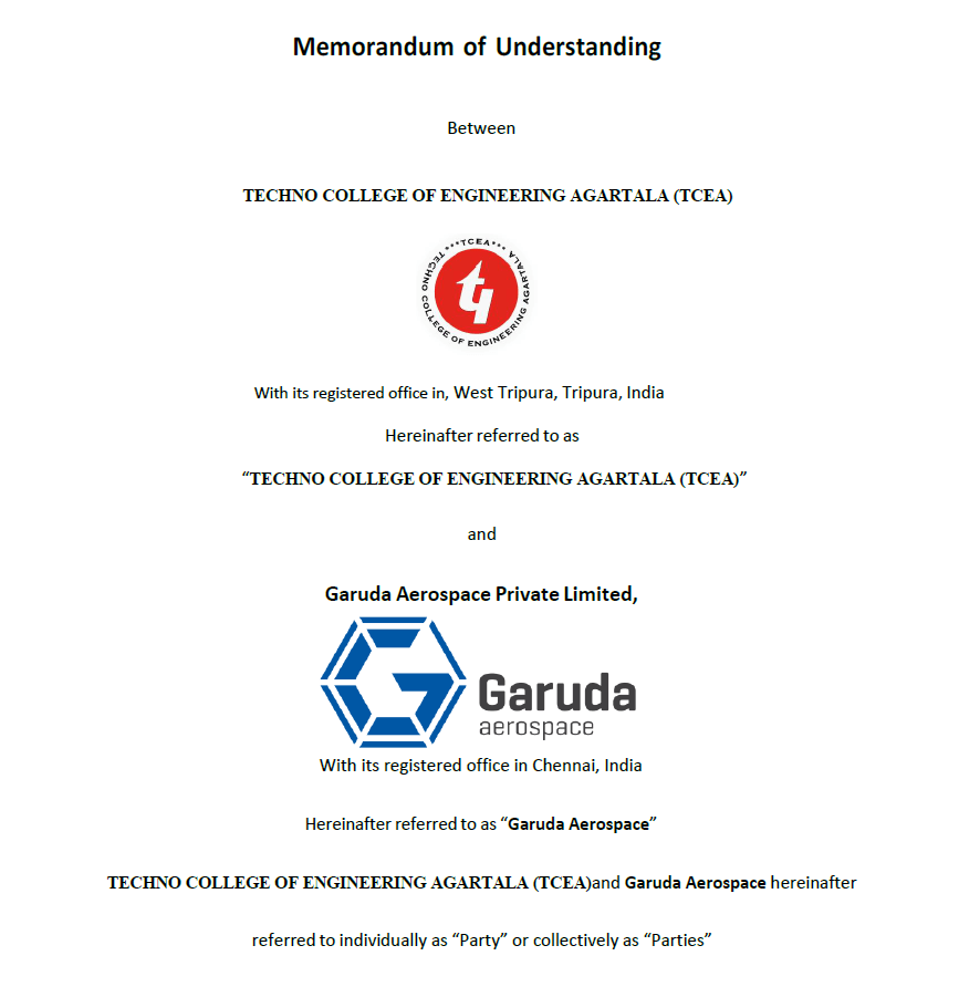 MoU between Garuda Aerospace Private Limited & TCEA